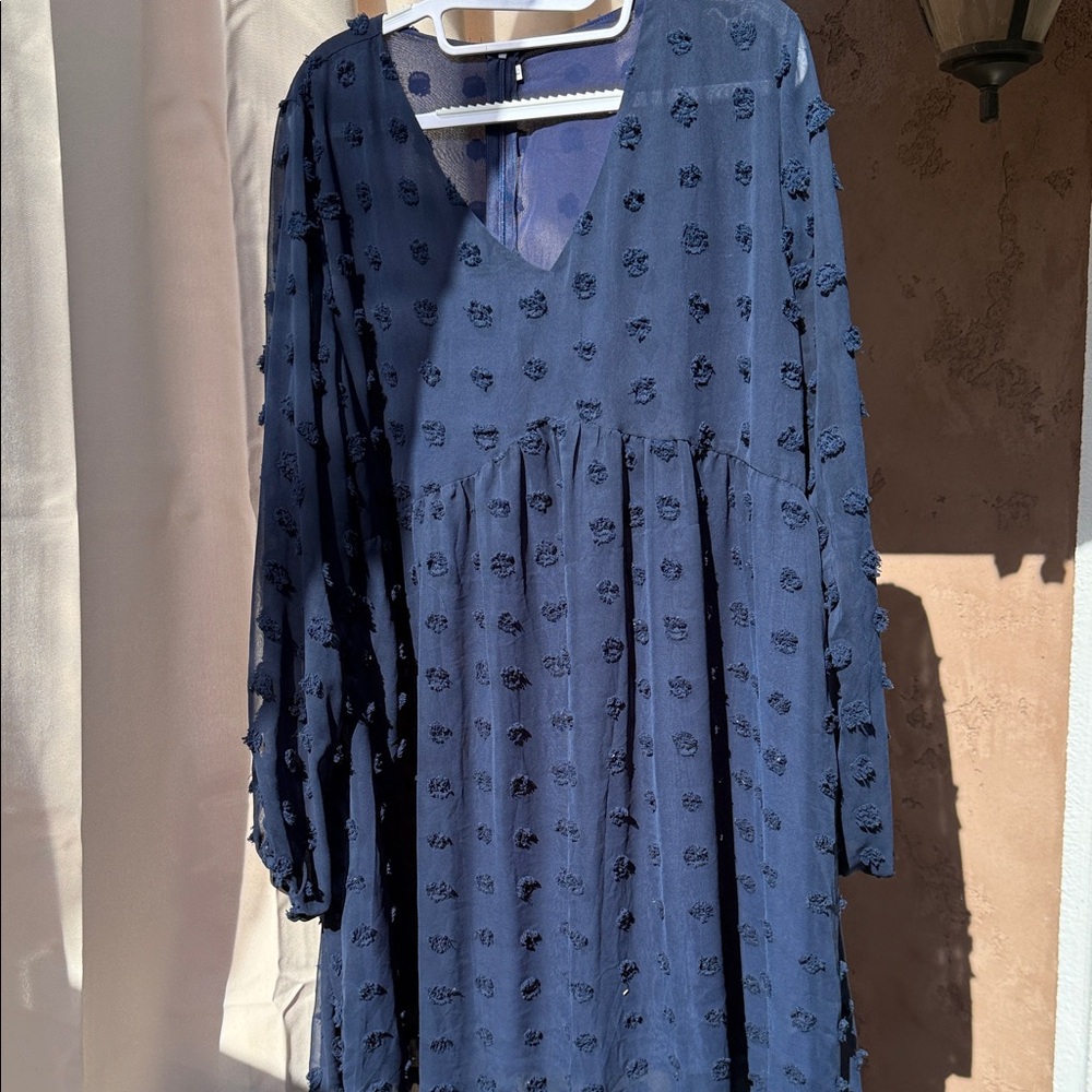 Navy Blue Textured Dress